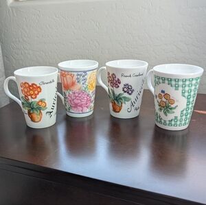 Golden Crown E&R Fine Bone China Floral Coffee Cup/Mug Set Of 4